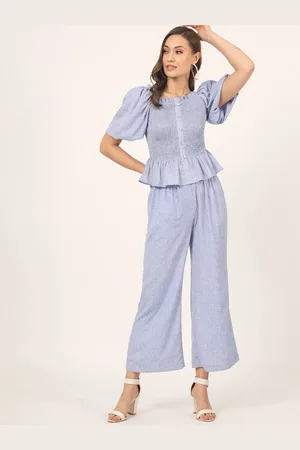 BEATNIK Printed Smocked Top With Palazzo Co-Ord Set