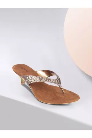 All Things Mochi Women Gold-Toned Embellished Sandals