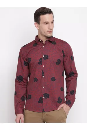 Lindbergh Men Red & Black Slim Fit Printed Casual Shirt
