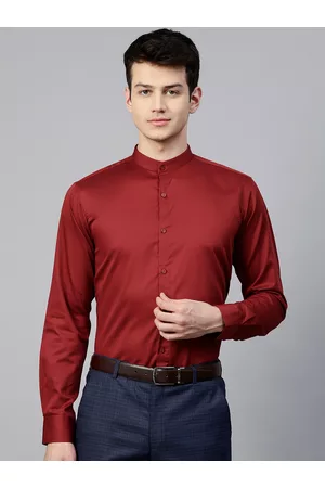 MANQ Men Maroon Slim Fit Solid Formal Shirt