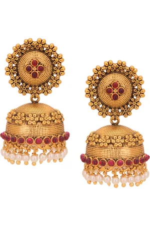 Adwitiya Collection Gold-Plated Dome Shaped Jhumkas