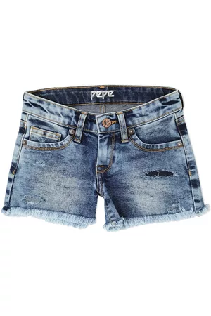 Pepe Jeans Girls Mid-Rise Washed Cotton Denim Shorts