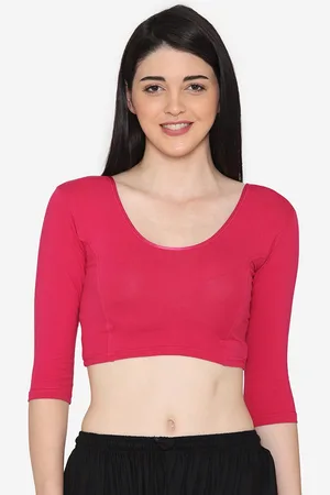 Vami Women Pink Solid Readymade Saree Blouse