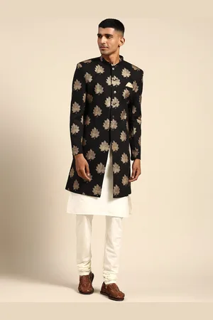 KISAH Men Self-Design Cotton Indowestern Sherwani Set