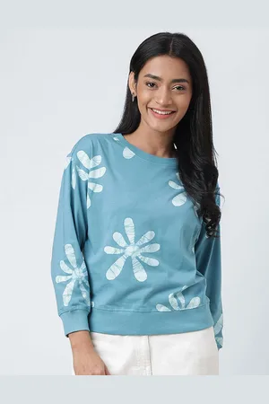 Fabindia Floral Printed Cotton Cotton Pullover Sweatshirt