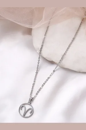 BeWitched Silver-Toned Aries Zodiac Sign Charm Pendant With Chain