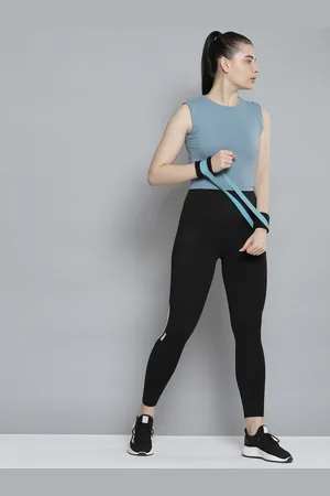 Fitkin Women Blue Solid Slim Fit Quick Dry Training Crop T-shirt