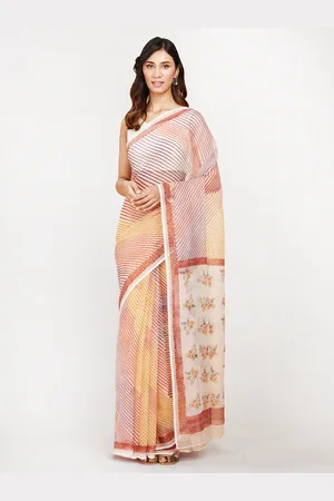 Buy Fabindia Pink Tie & Dye Ghicha Striped Saree - Sarees for Women 49922 |  Myntra