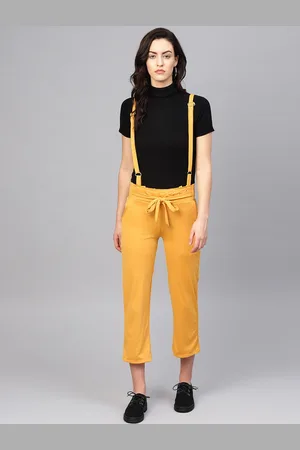 VOXATI Women Mustard Yellow Solid Dungarees