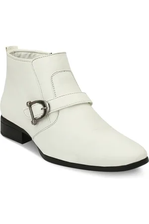 Eego Italy Men White Solid Mid-Top Flat Boots