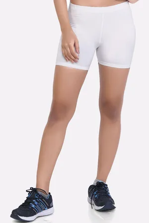 LAASA  SPORTS Women White Skinny Fit Training or Gym Hot Pants Shorts