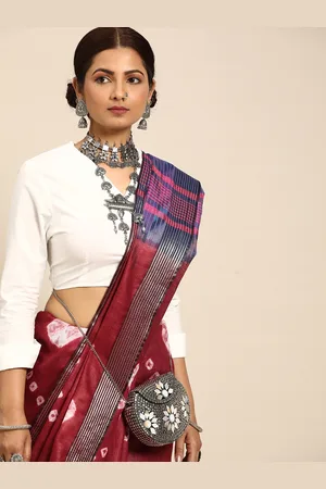 Taavi Tie and Dye Zari Pure Cotton Bhagalpuri Saree