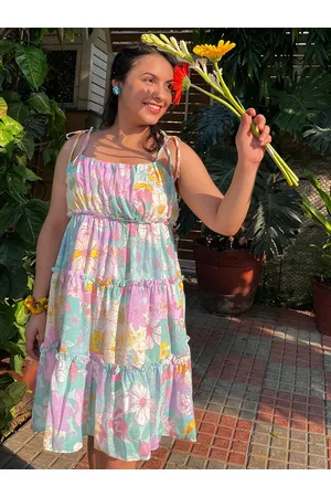 ATHENA Women Gorgeous Green Floral Sun Dress