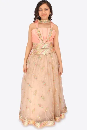 CUTECUMBER Girls Silk Embroidered Thread Work Ready to Wear Lehenga & Blouse With Dupatta