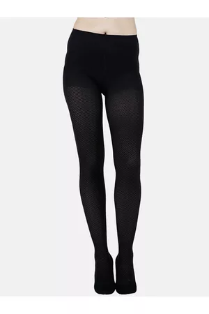 Next2Skin Women Black Solid Opaque Pantyhose Stockings