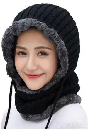 AlexVyan Women Cap & Scaf Warm Winter Snow proof Woolen Thermal Soft Woollen Balaclava
