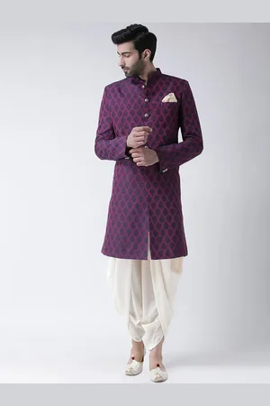 KISAH Men Woven-Design Mandarin Collar Long Sleeves Indowestern Sherwani Set