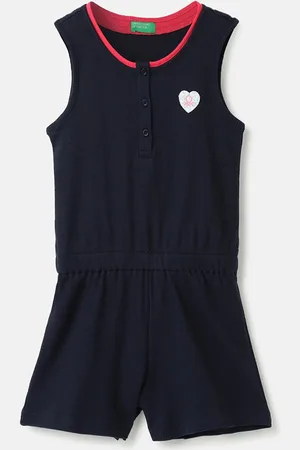 Benetton Girls Textured Cotton Jumpsuit