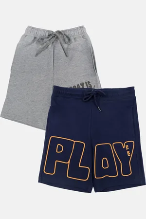 YK Boys Pack of 2 Typograpgy Printed Mid-Rise Shorts