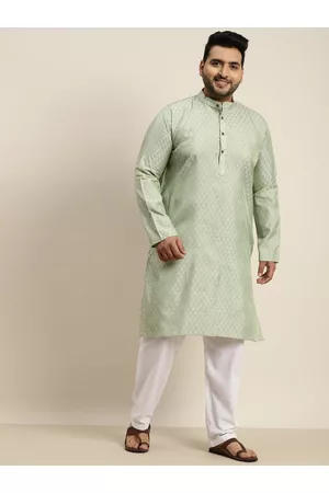 SOJANYA Men Green Jacquard Self Design Kurta with Pyjamas