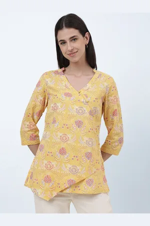 Fabindia Floral Printed V Neck Pure Cotton Kurti