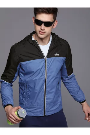 WROGN Men Colourblocked Hooded Sporty Jacket