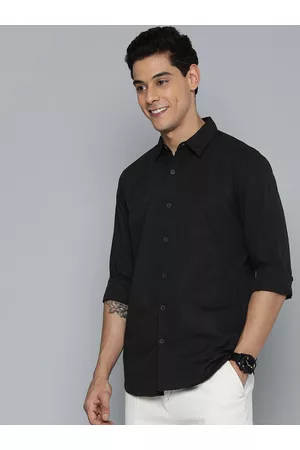 HARVARD Men Black Solid Pure Cotton Casual Shirt