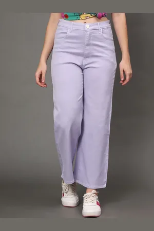 AngelFab Women Jean Wide Leg High-Rise Cotton Jeans