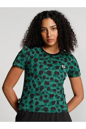 PUMA Women DOWNTOWN Printed Slim-Fit Cotton T-Shirt