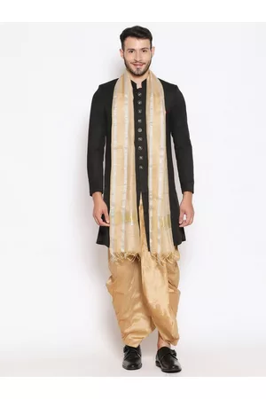Bazaar Men Dupattas - Men Gold-Toned & Silver-Toned Woven Design Dupatta
