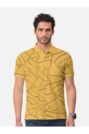 bullmer Abstract Printed Polo Collar Cotton T-shirt