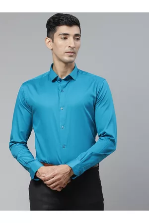 MANQ Men Blue Opaque Formal Shirt