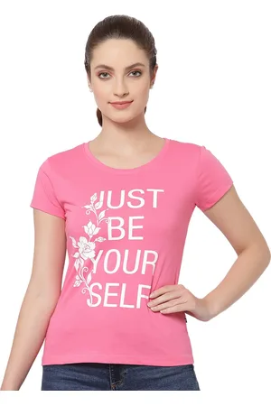 PROTEENS Women Pink Typography Printed Cotton T-shirt