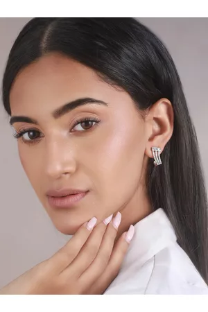 Priyaasi Silver-Plated Contemporary Studs Earrings