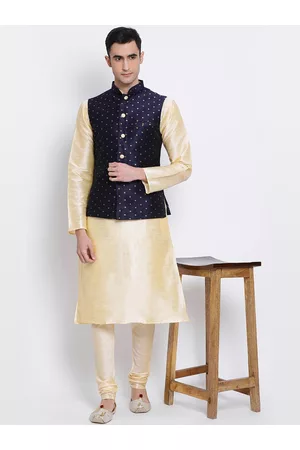 Sanwara Men Blue & Gold-Coloured Woven Design Nehru Jacket