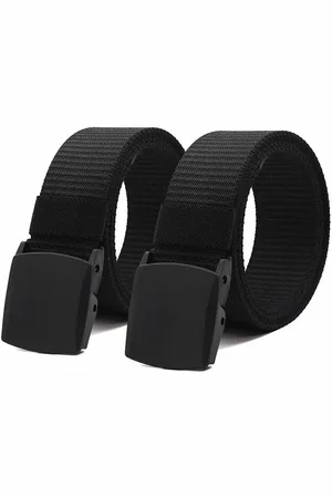 Kastner Men Set Of 2 Textured Canvas Belt With Slider Buckle