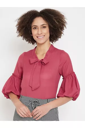 La Zoire Women Dusty Pink Tie-Up Neck Georgette Top