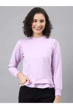 DEEBACO Women Lavender Sweatshirt With Ruffles