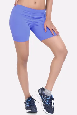 LAASA  SPORTS Women Blue Skinny Fit High-Rise Training or Gym Sports Shorts