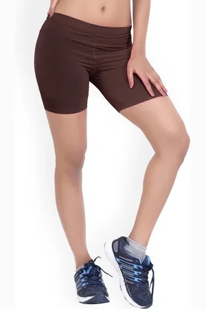 LAASA  SPORTS Women Brown Skinny Fit High-Rise Rapid-Dry Training or Gym Sports Shorts