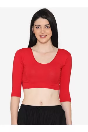 Vami Women Red Solid Stretchable Saree Blouse