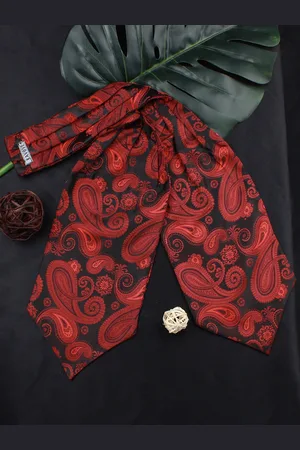 Kavove Unisex Maroon & Black Paisley Printed Cravat
