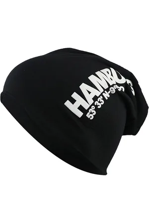 iSWEVEN Unisex Black & White Printed Beanie