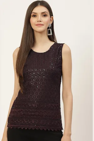 BRINN Brown Sequin Embellished Top