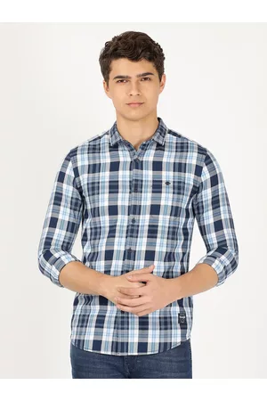 Wrangler Men Tartan Checks Slim Fit Cotton Casual Shirt