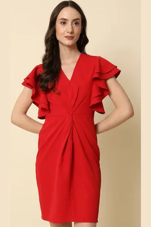 BEATNIK Twisted Flutter Sleeves Sheath Dress