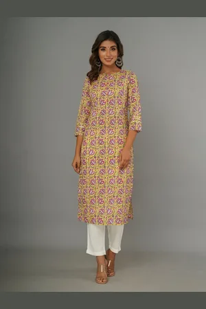 CRAFTED FOR YOU Floral Printed Pure Cotton Straight Kurta