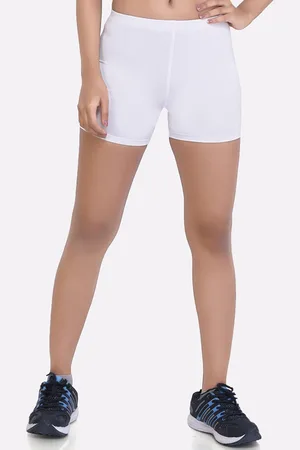 LAASA  SPORTS Women White Skinny Fit Training or Gym Activewear Sports Shorts