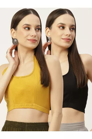 Molcha Women Pack Of 2 Solid Cotton Saree Blouse