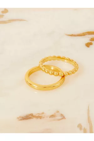 Accessorize Accessories Set Of 2 14K Gold Plated Gold Z Bobble Ring Set